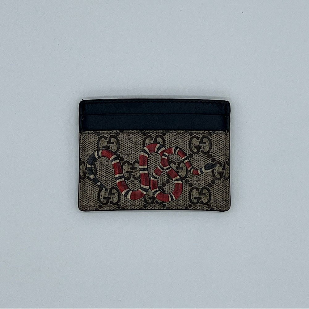Gucci Card Holder Kingsnake Print Gg Supreme Card Case Gem